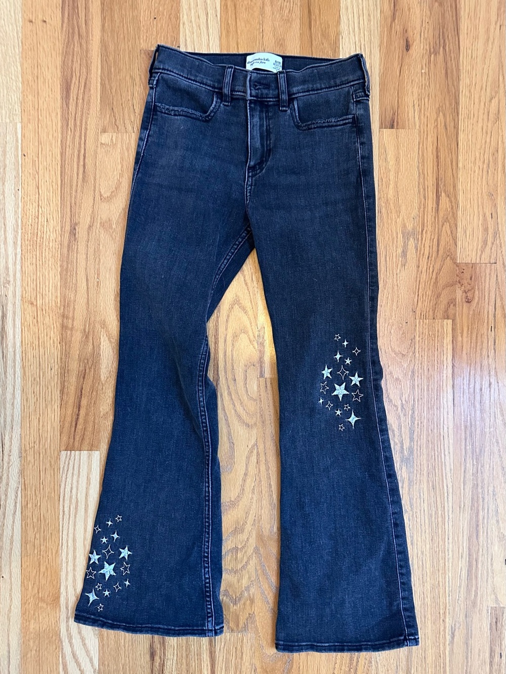 abercrombie kids Dark Blue high rise Flare Jeans with Silver Star Accents